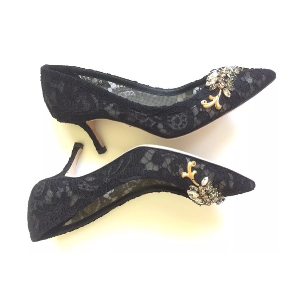 Dolce & Gabbana Shoes - Dolce & Gabbana Black Lace Taormina Heels